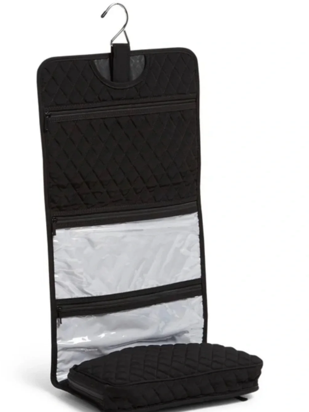 Vera Bradley Black Quilted Travel Hanging  Cosmetic/Toiletries Organizer Bag